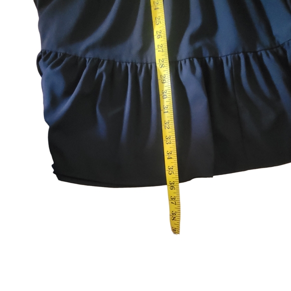 Pomander Place Tuckernuck Crepe Kenzo Little Black Dress Tiered Mini Dress L - Picture 13 of 14